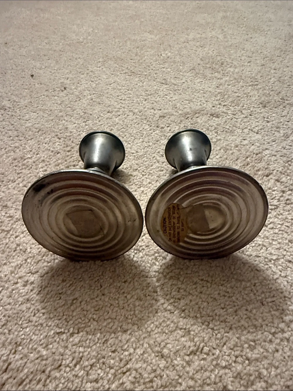 Classic Metal Candlestick Pair in Antique Silver